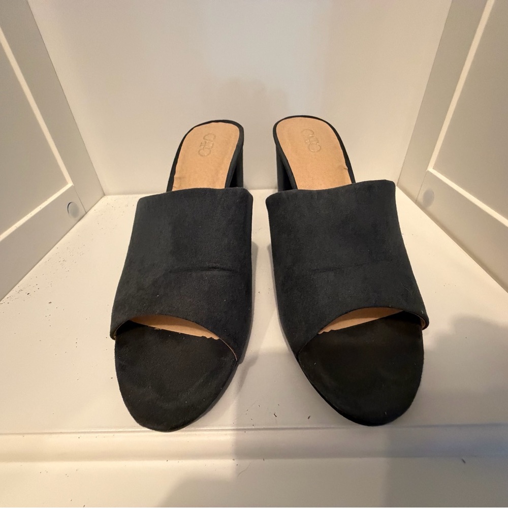 Black Suede Women's Slide Sandals